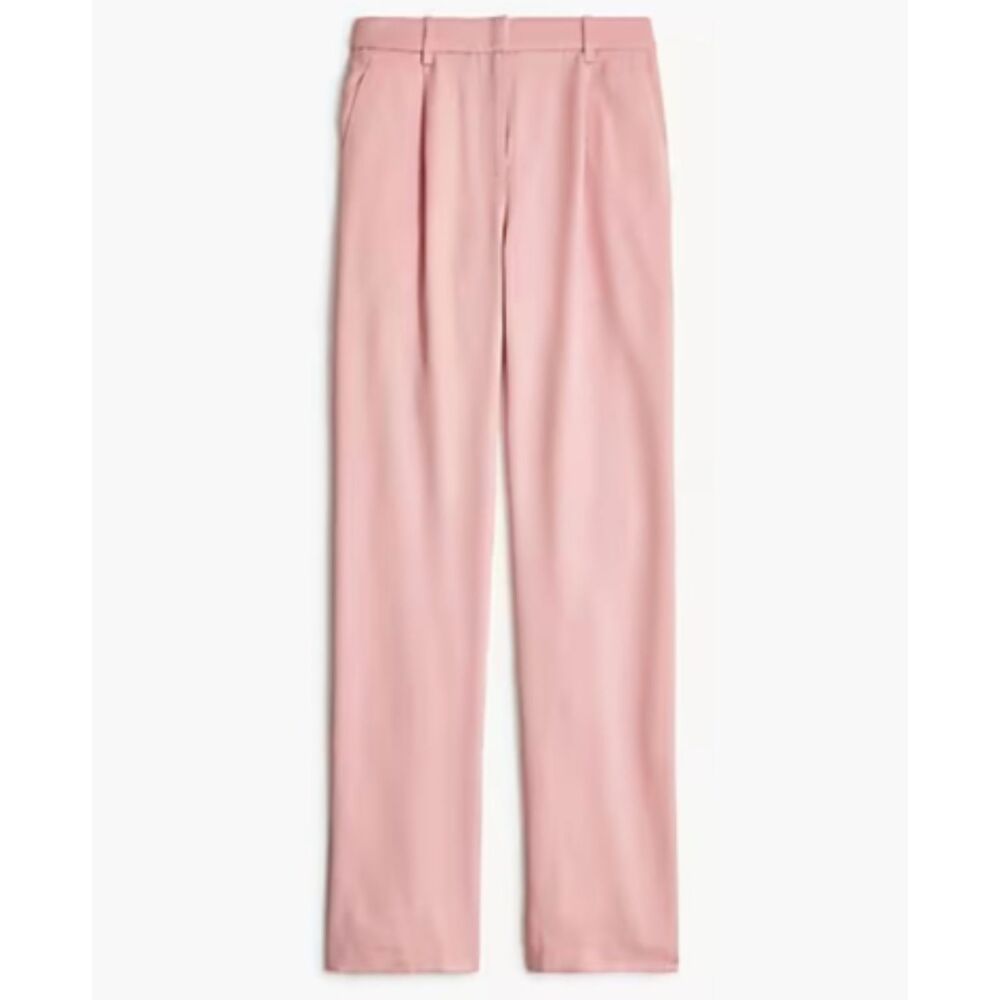J.Crew Wide-Leg Pleated Twill Trouser Pant Pink 10